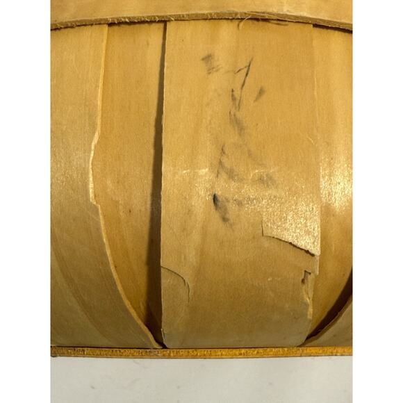 Farmhouse Autumn Wood Basket Leather Handles, Fall, Apple Container Organization - Picture 9 of 11